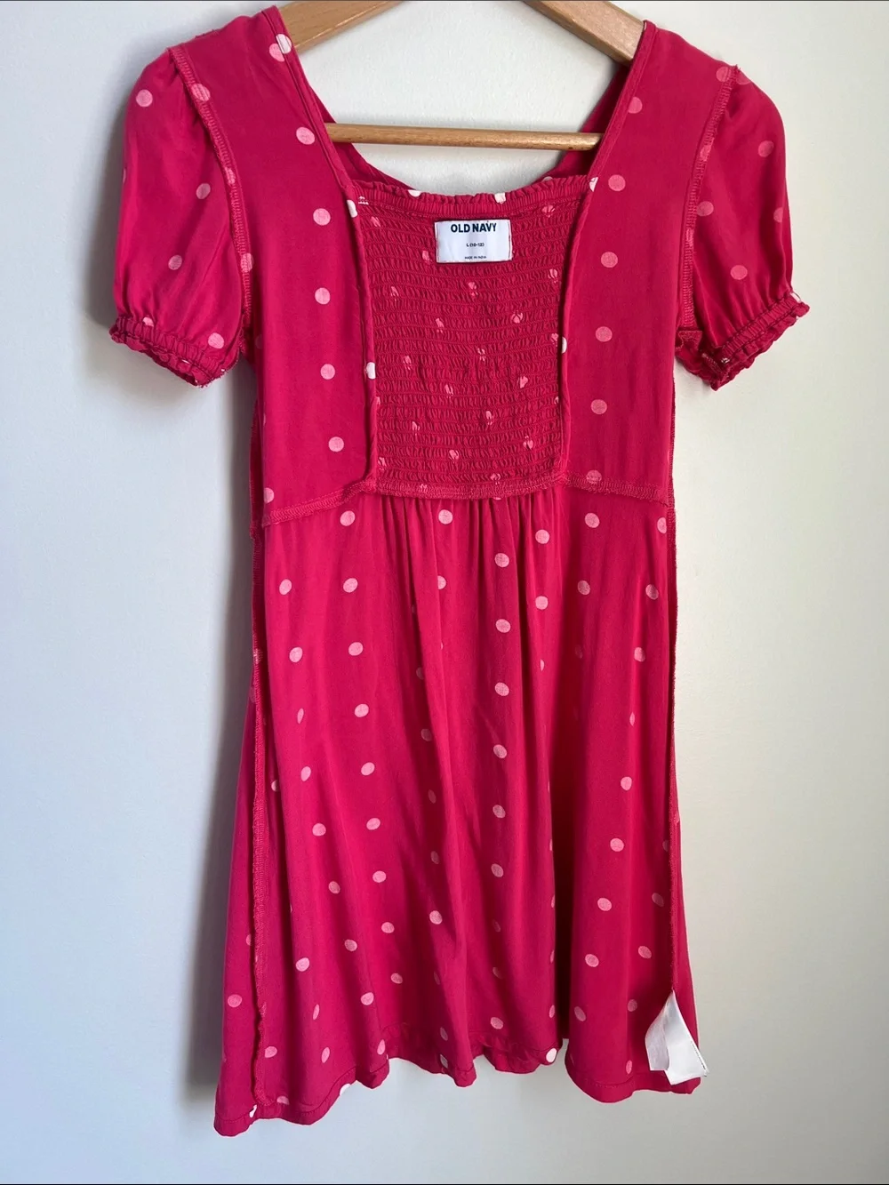 Old Navy | Kids Hot Pink White Polka Dot Button-Front Dress #564088-01 Size L